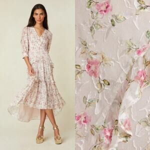 NEW LOVESHACKFANCY Lorencia Maxi Dress Silk Floral FairyCore Coquette Chiffon 0